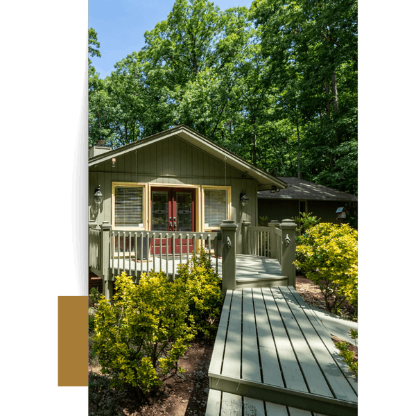 Greenville 291 Greenville County cabin nestled in lush forest with wooden deck