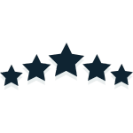 Five dark blue stars, representing a 5-star rating.