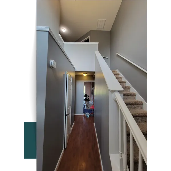 Gray Hallway With Stairs And Doorway Customized Painting Solutions
