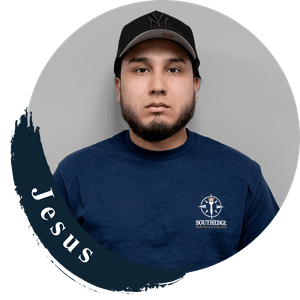 Jesus, a team member at Southridge, wearing a blue t-shirt.