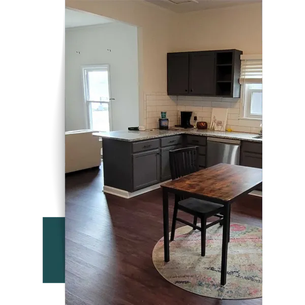 Modern Kitchen With Island And Dining Table Quality Workmanship Guaranteed