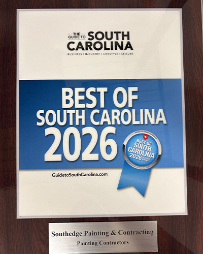 2026 Best of South Carolina Regional Winner award plaque recognizing Southedge Painting & Contracting in the Painting Contractors category